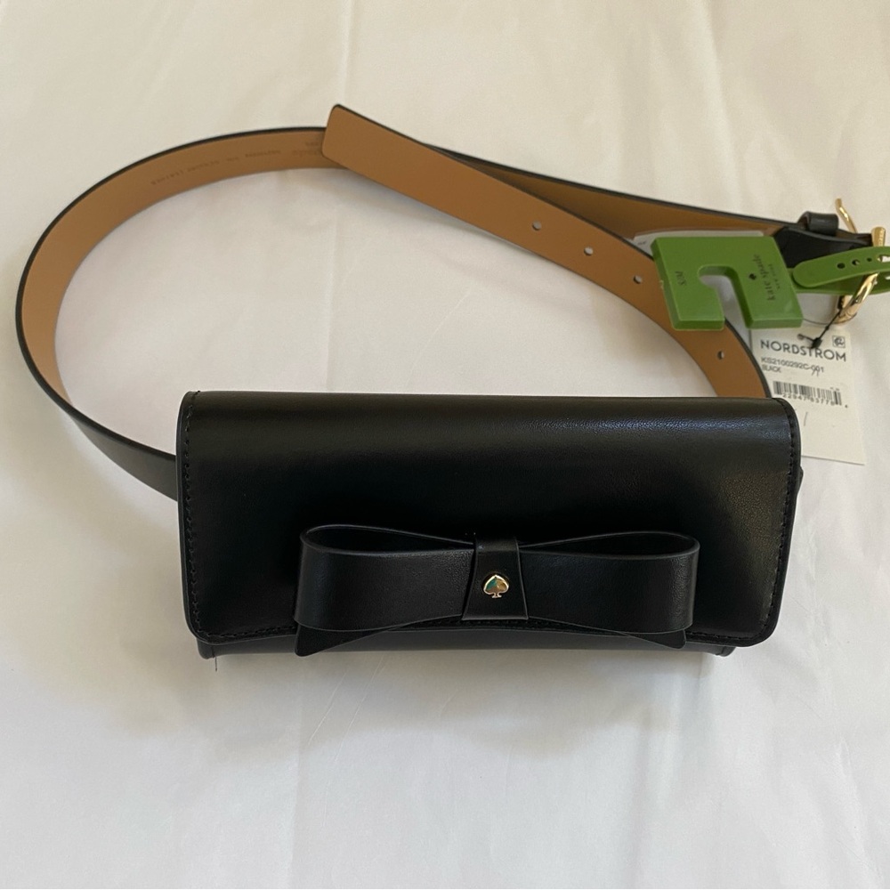 NWT Kate Spade Leather Black Belt Bag with Bow - Picture 4 of 9